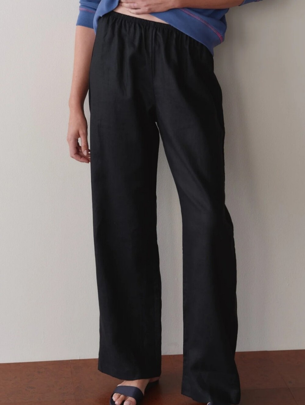 DONNI. The Linen Simple Pant. Black Wide Leg Pants